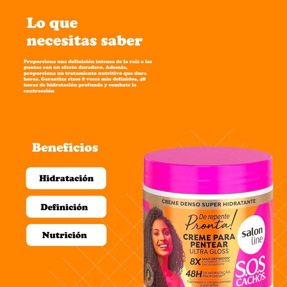 Crema Para Peinar Ultra Gloss De Pronta 500gr Salon Line image number 2.0