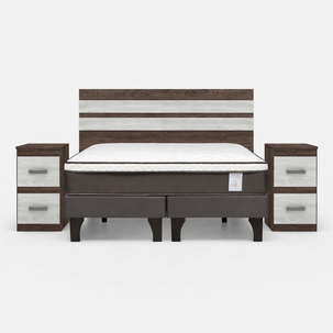 Cama Europea Rosen New Style 4 Plus / 2 Plazas / Base Dividida + Set de Maderas Madrid