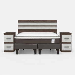 Cama Europea Rosen New Style 4 Plus / 2 Plazas / Base Dividida + Set de Maderas Madrid