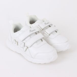 Zapatilla Escolar Ni&ntilde;a Cintas Minnie Mouse Blanco Disney