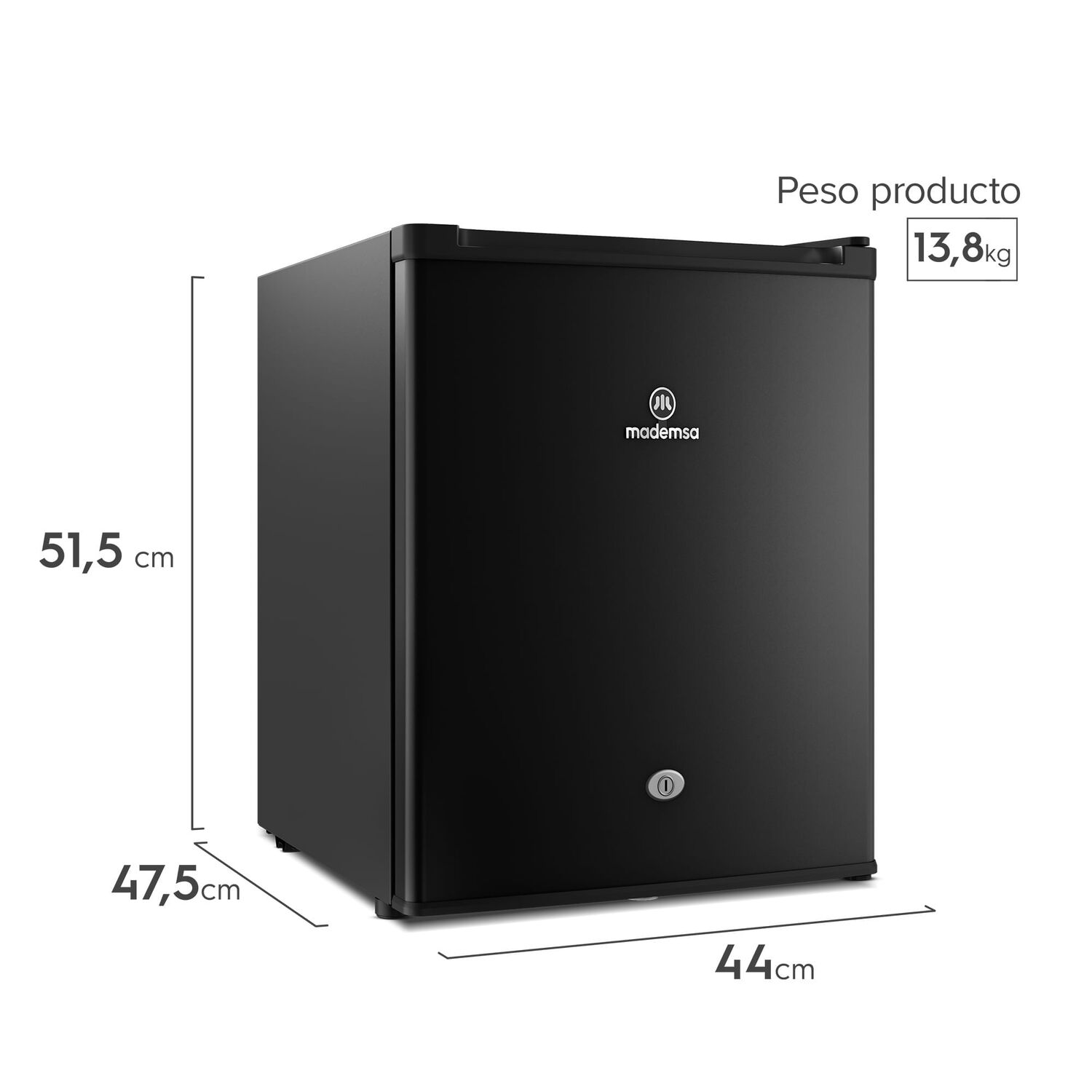 Frigobar 50l Fr&iacute;o Directo Con Llave Y Luz Led Mmb50blk Negro image number 1.0