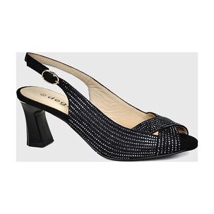 Sandalia Cuero Jamila Negro Con Brillos