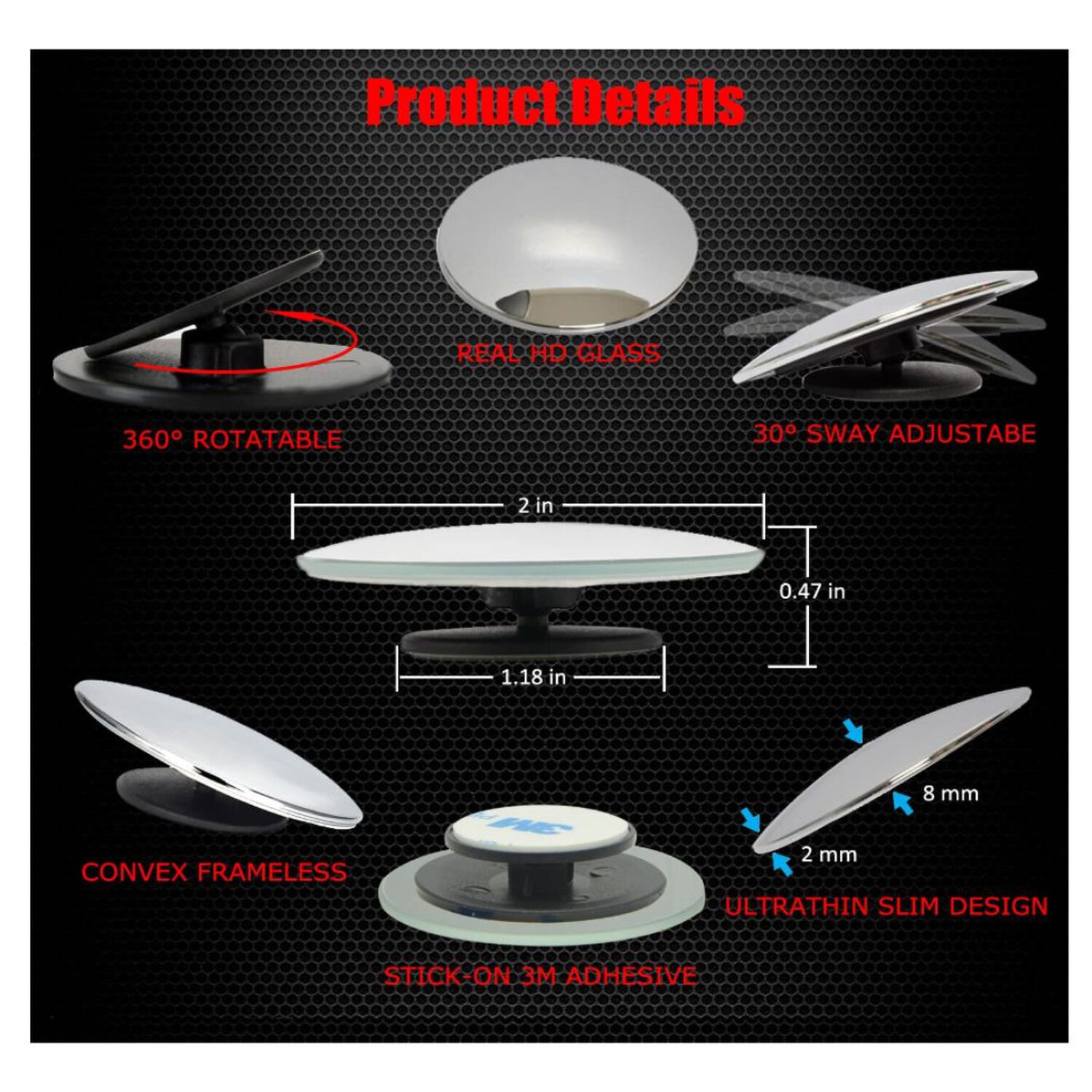 Pack 2 Sticker Para Punto Ciego Para Automóvil image number 3.0