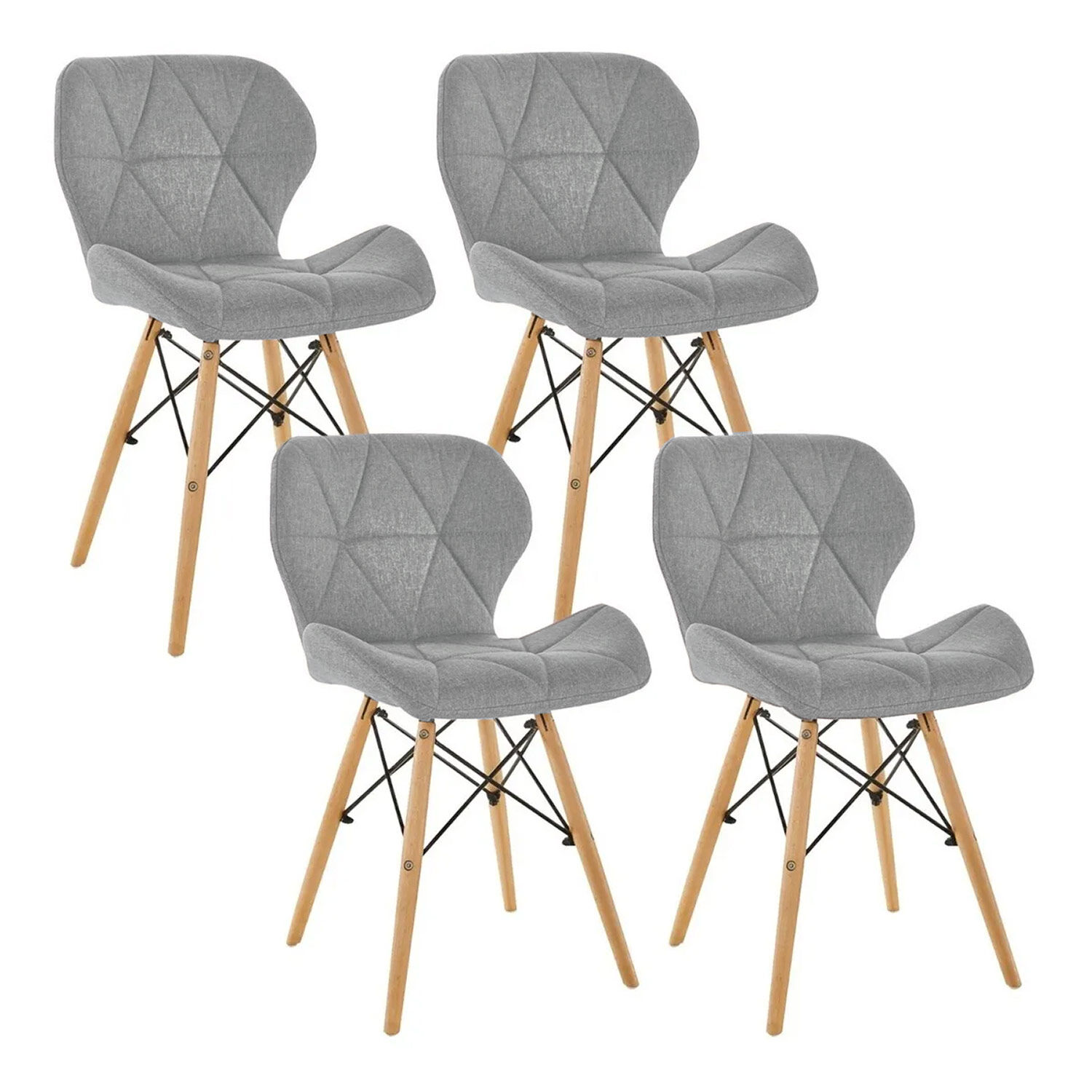 Pack 4 Silla Eames Acolchada Tela De Lino Gris image number 0.0