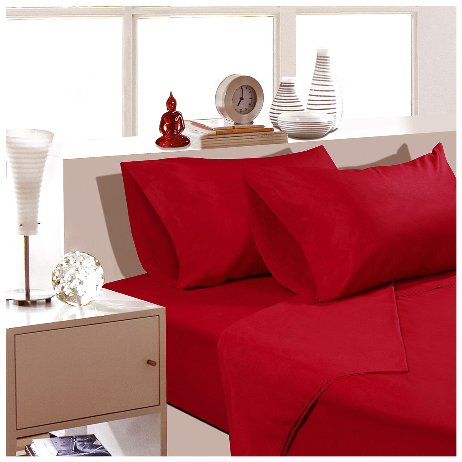 Sabana Unicolor Arthome 1 Plaza Color Rojo 144 Hilos image number 0.0