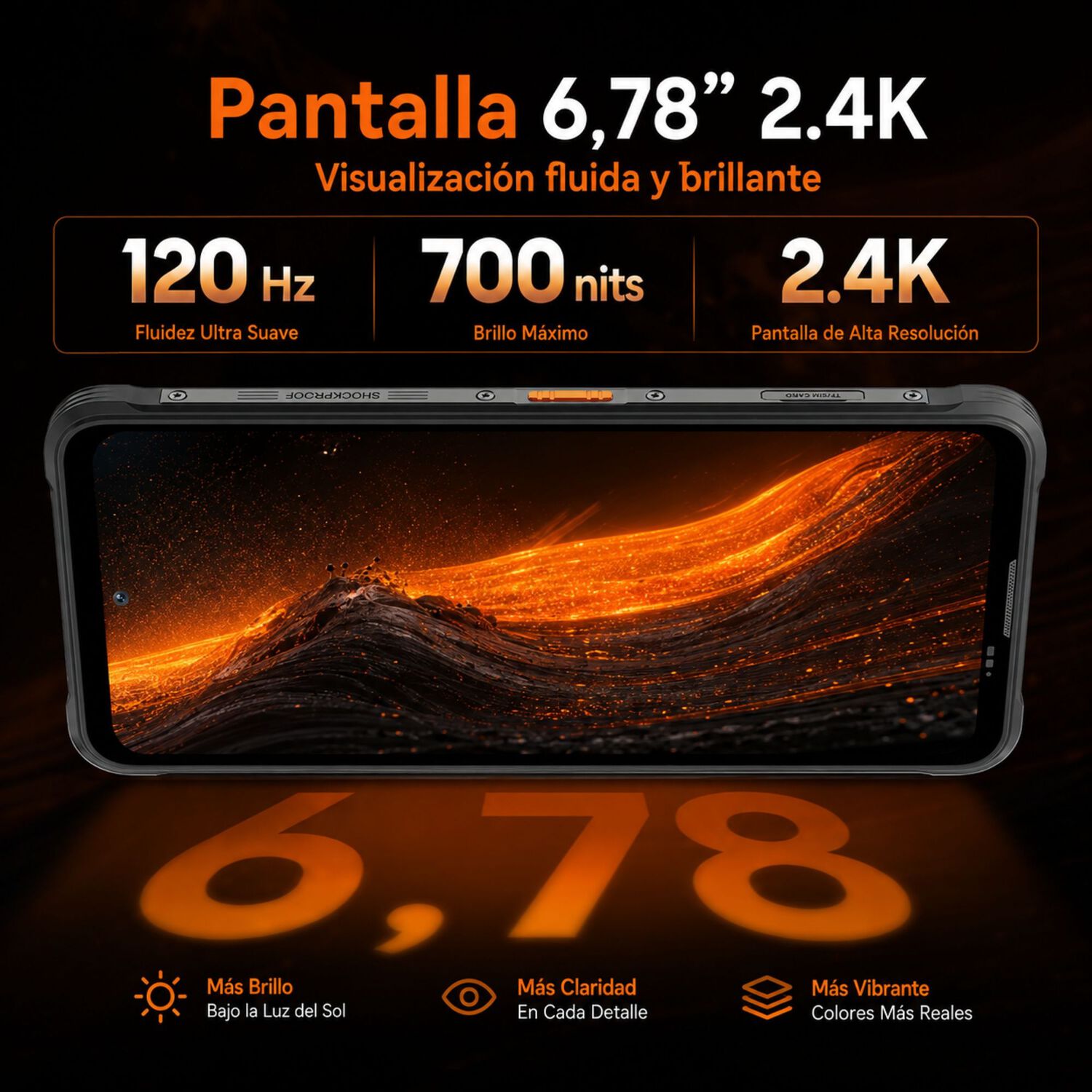 Celular Rugged Blackview Fort 200 Naranjo 256gb 108mp 24gb image number 3.0