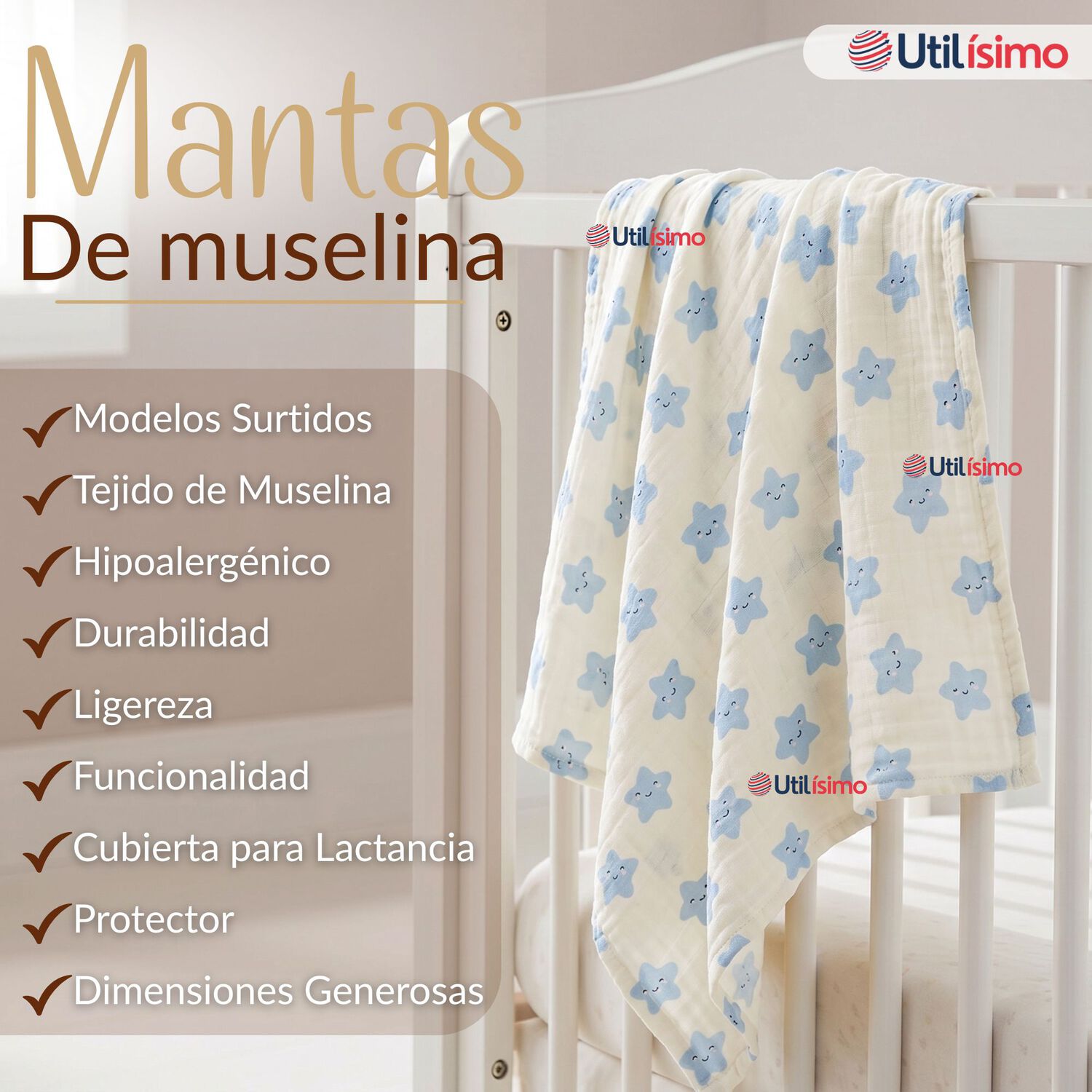 Manta Muselina 70x 70 Cm Beb&eacute; Ni&ntilde;o Multiuso 100% Algod&oacute;n Colores Surtidos image number 2.0