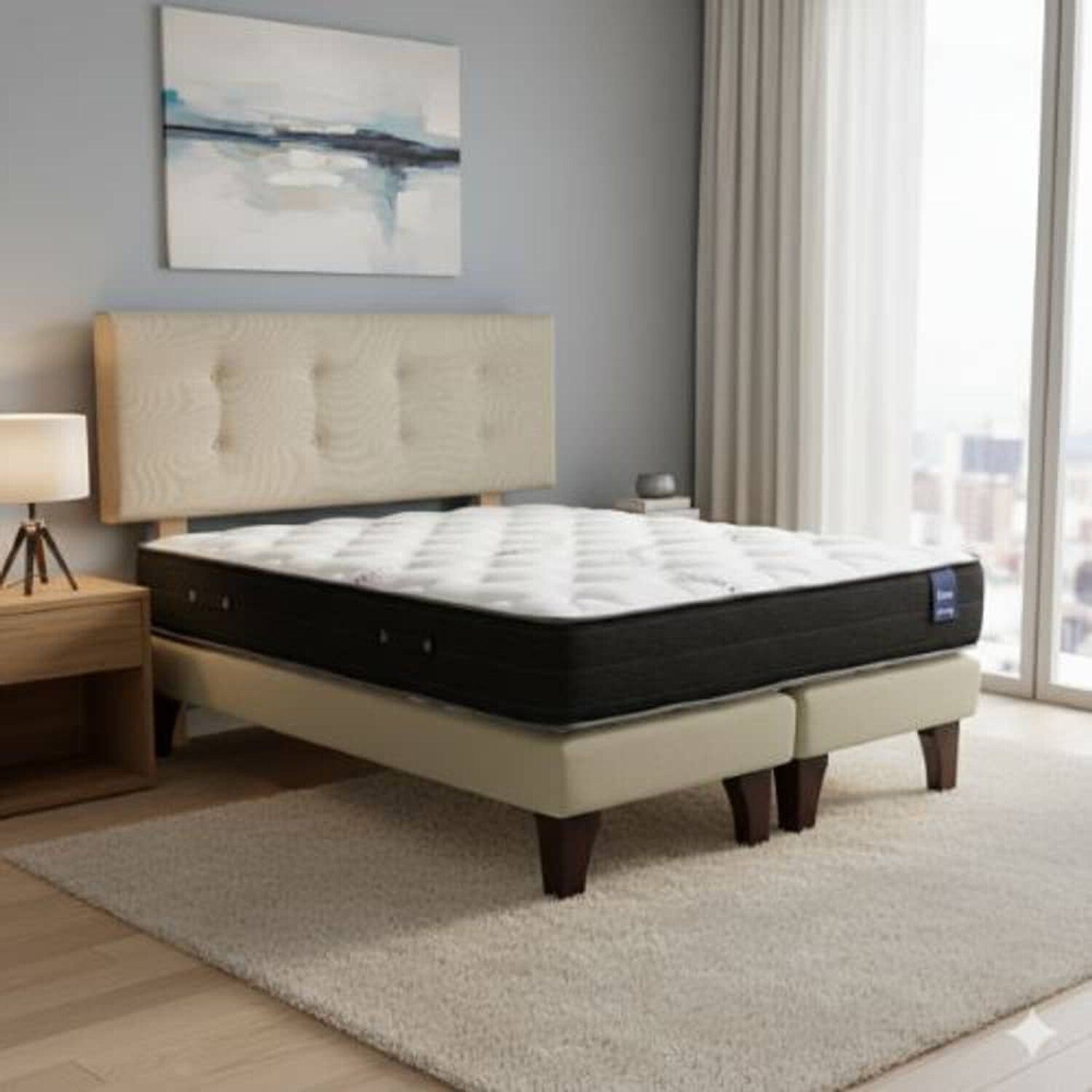 Cama Europea 2 Plazas 190 Respaldo Berna Bajo image number 0.0