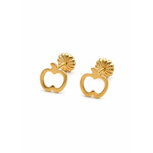 Aros Manzana Calada 5mm Oro 18k 0.75gr Regalo Mujer Ni&ntilde;a Dorado