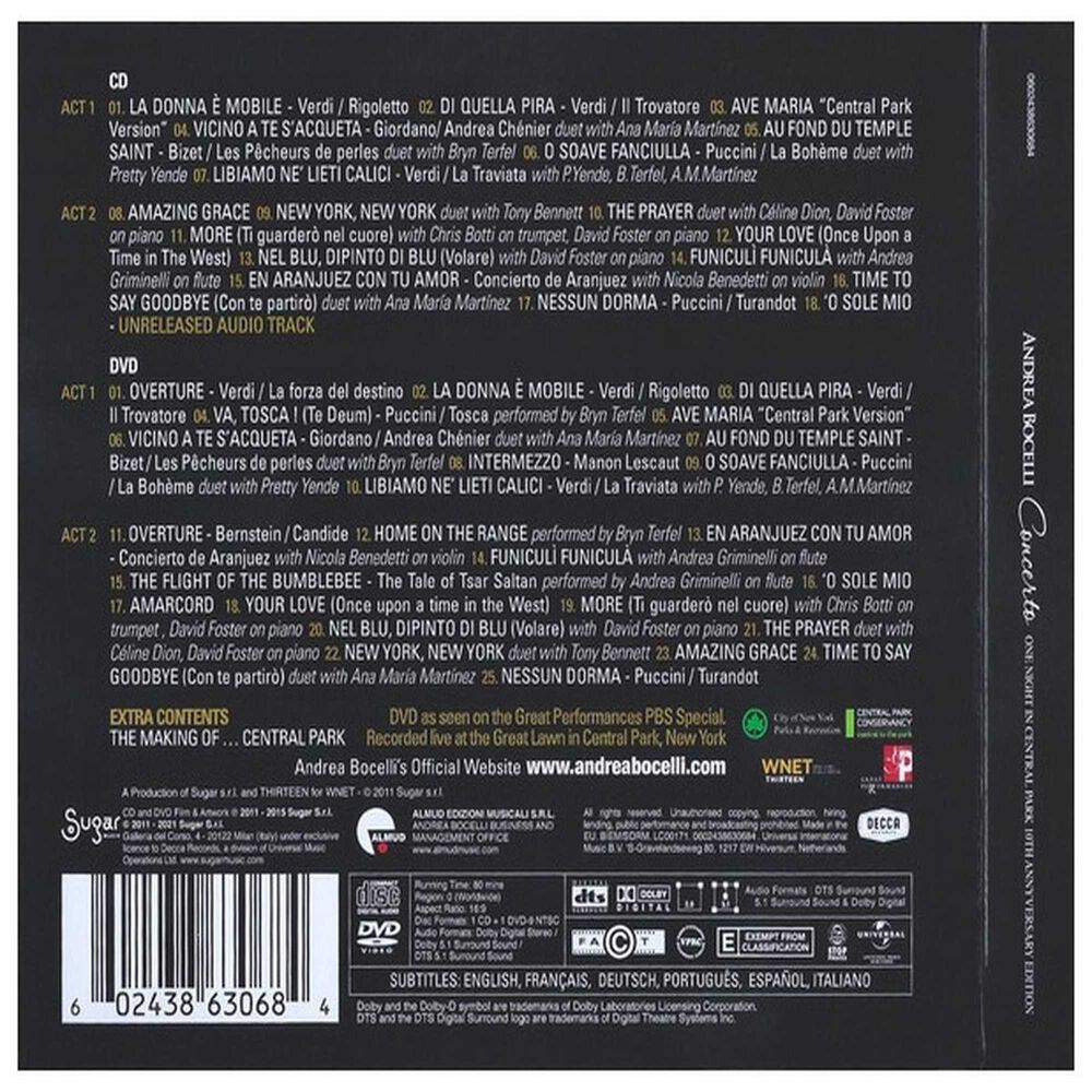 Andrea Bocelli - Concerto One Night In Central Park (10th Anniversary Edition (cd+dvd) | Cd image number 1.0
