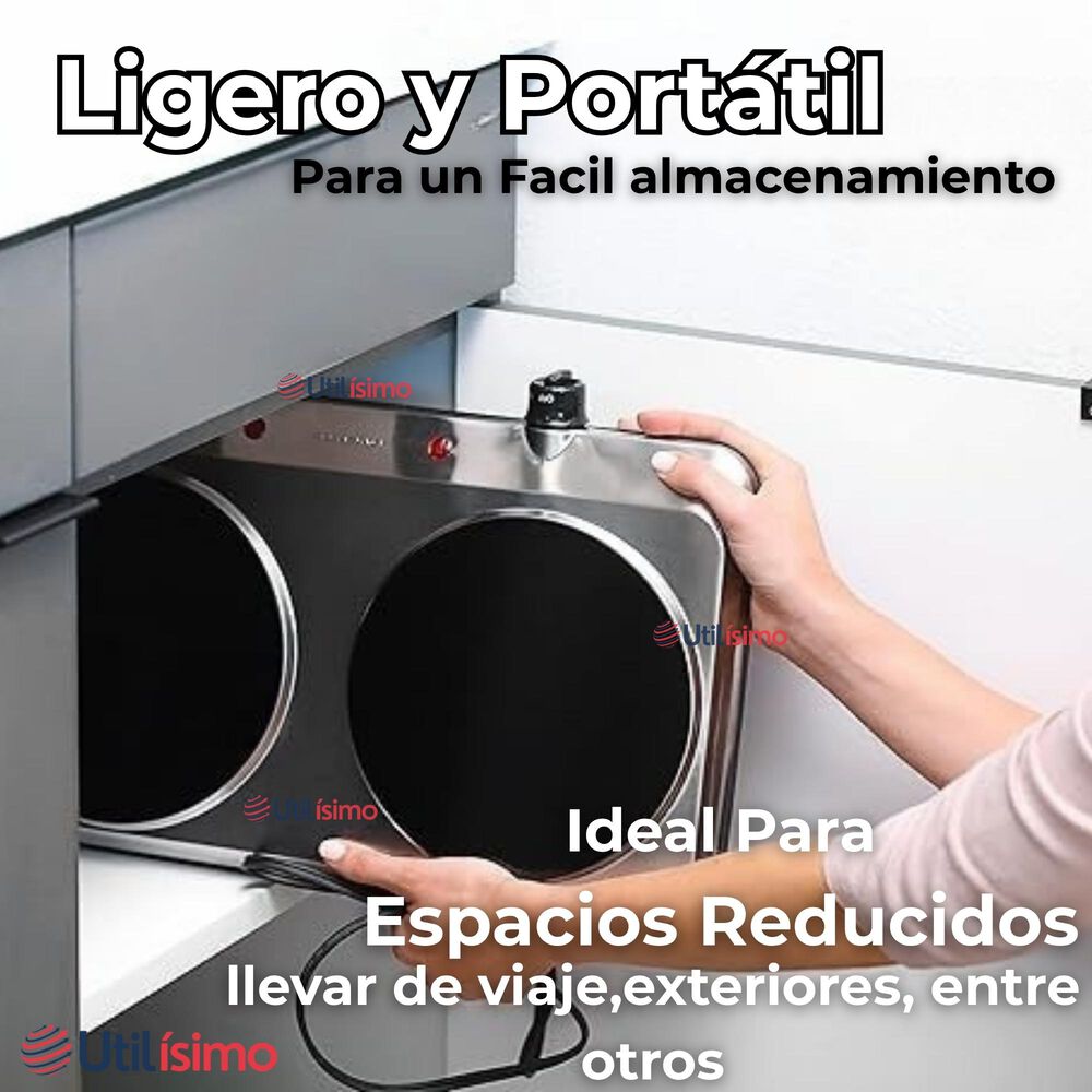 Cocina El&eacute;ctrica Port&aacute;til 2 Platos 2000w De Potencia Acero Inoxidable image number 8.0