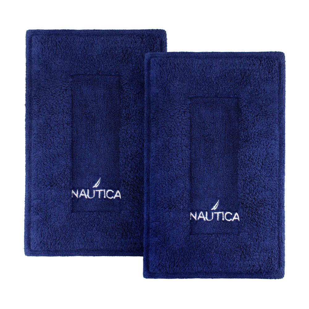 Pack 2 Alfombra De Ba&ntilde;o Algod&oacute;n Absorbente Gozo Nautica 50x80cm Azul Marino image number 0.0