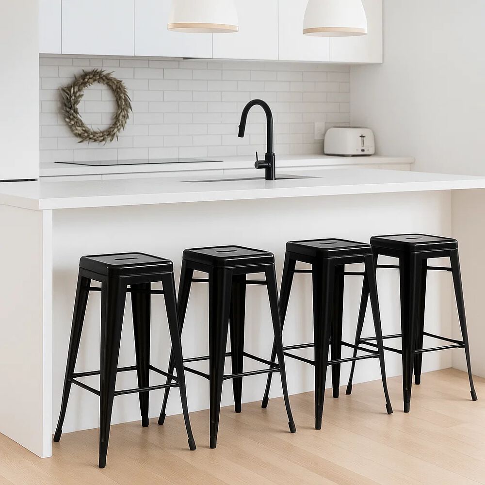 Pack De 4 Pisos Taburetes Tolix Altos - Negro image number 1.0