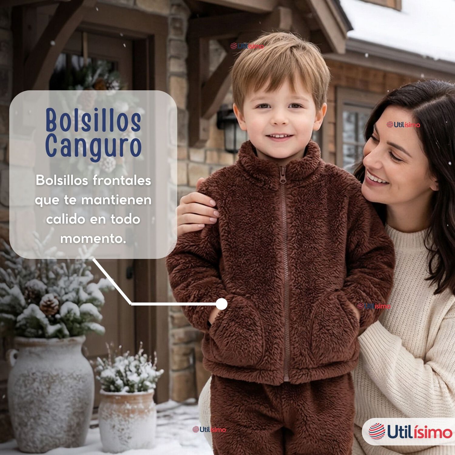 Conjunto 2 Piezas Buzo Poler&oacute;n Pantal&oacute;n Bebe Ni&ntilde;o Poli&eacute;ster Brown image number 8.0