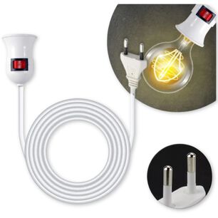 Soquete E27 Con Enchufe Interruptor Cable 5 Metros