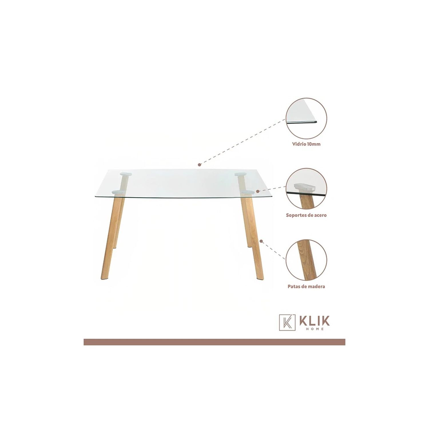 Comedor Mesa De Vidrio N&oacute;rdica 140x90cm + 6 Sillas Crossback Madera Negras image number 2.0