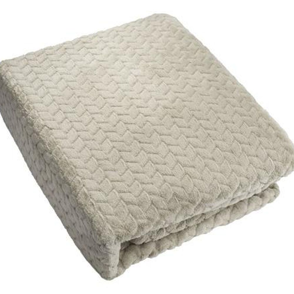 Frazada Andes Jacquard Flannel Beige 2 Plaza image number 2.0