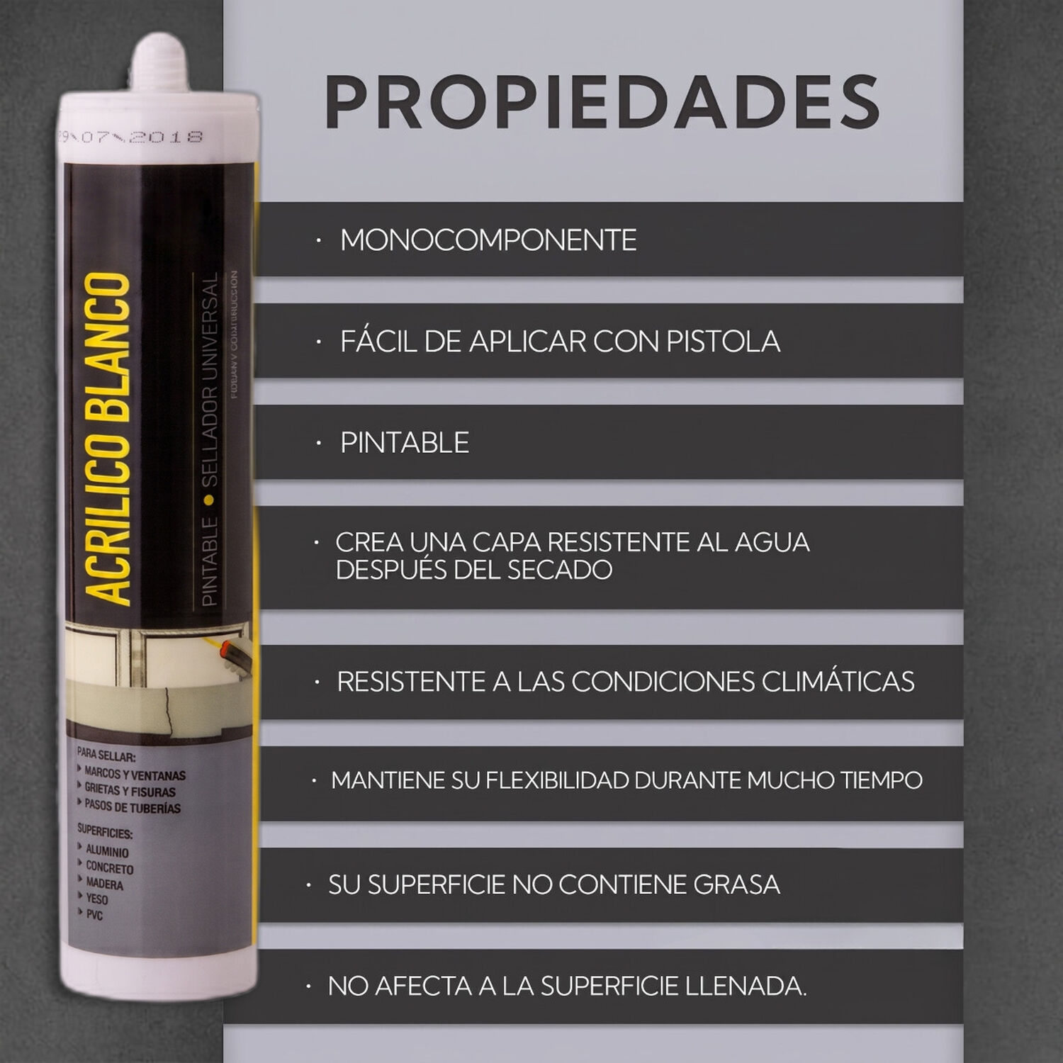 Sellador Acr&iacute;lico Pintable Blanco Italsil image number 3.0