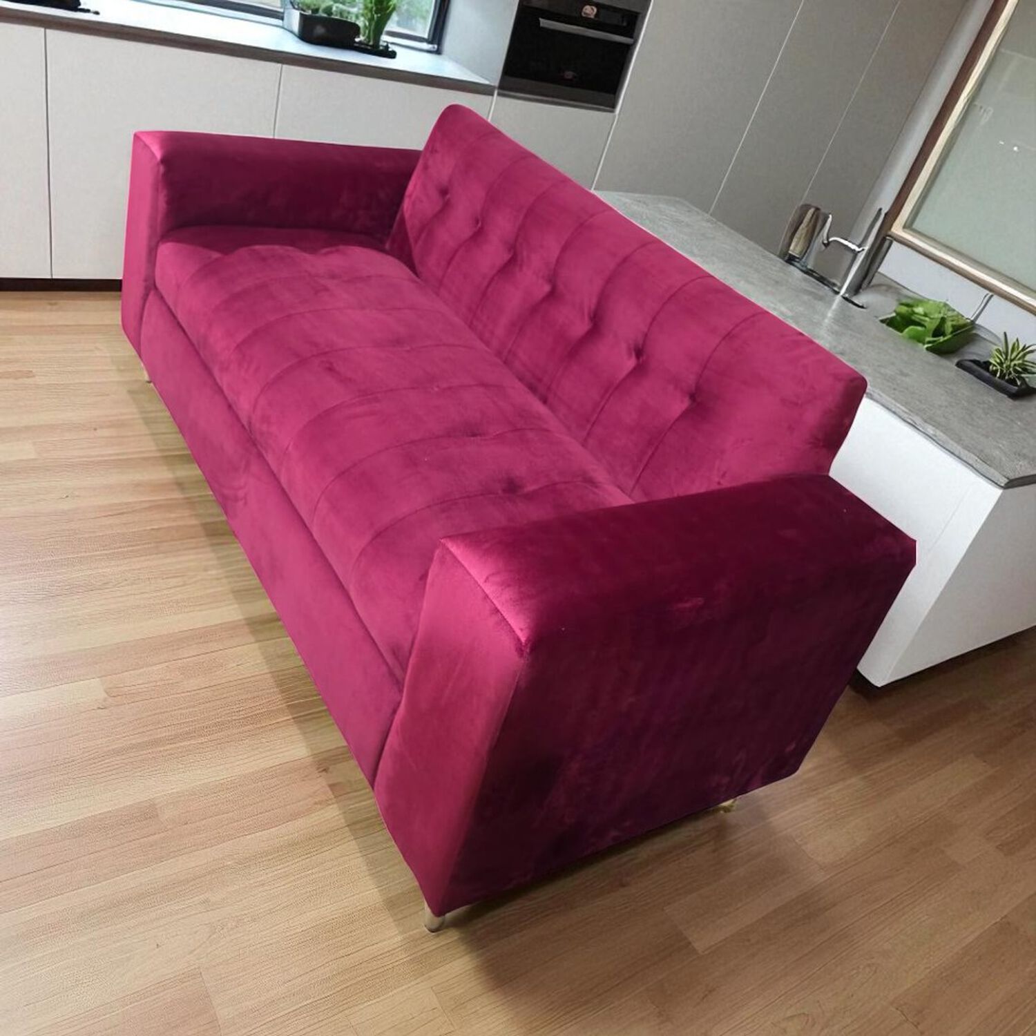 Sofa Tres Cuerpos Felpa Burdeo image number 5.0