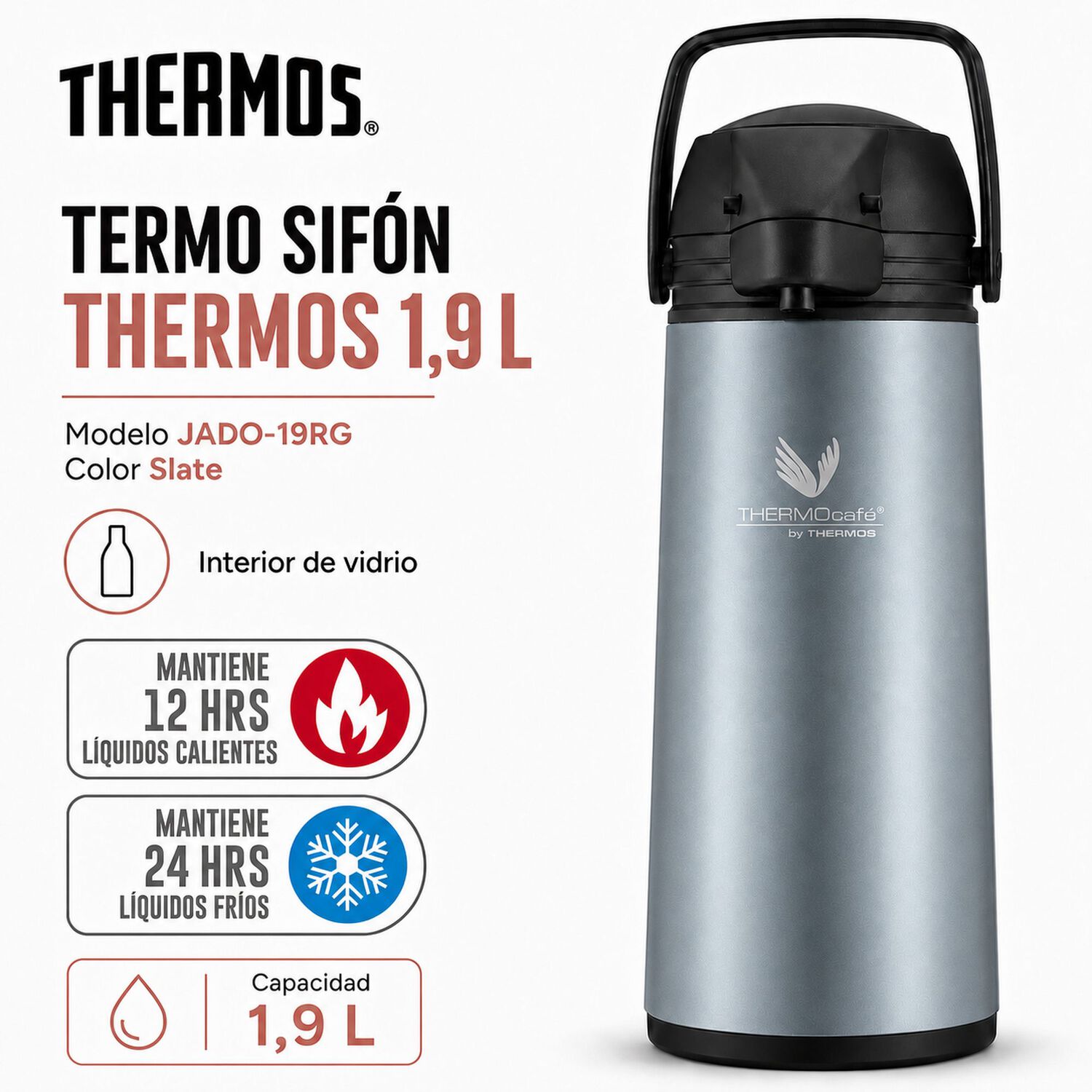 Termo Sif&oacute;n De L&iacute;quidos Jado 1.9l Thermos 12h Hot & 24h Cold image number 6.0