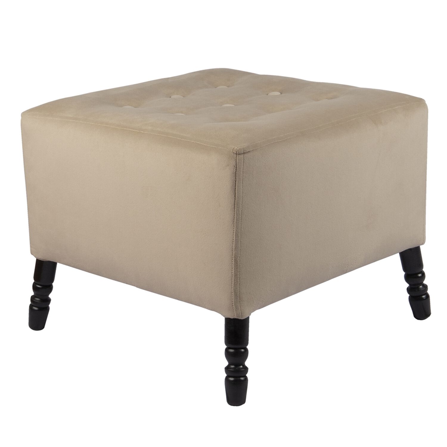 Pouf Alejandro Beige Felpa 54x54x44 Cm M&aacute;xima Design image number 1.0