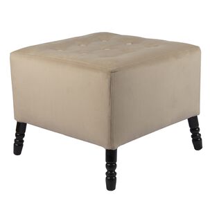 Pouf Alejandro Beige Felpa 54x54x44 Cm M&aacute;xima Design