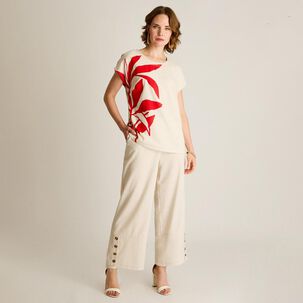 Polera Manga Kimono Manga Corta Cuello Redondo Mujer Lorenzo Di Pontti