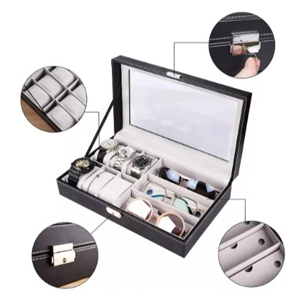 Organizador Estuche Caja 6 Relojes 3 Lentes Exhibidor image number 1.0