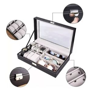 Organizador Estuche Caja 6 Relojes 3 Lentes Exhibidor