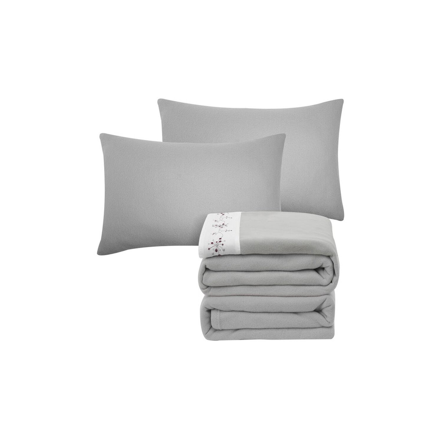 Sabana Andes Polar Bordado Flor Gris 1.5 Pl image number 2.0