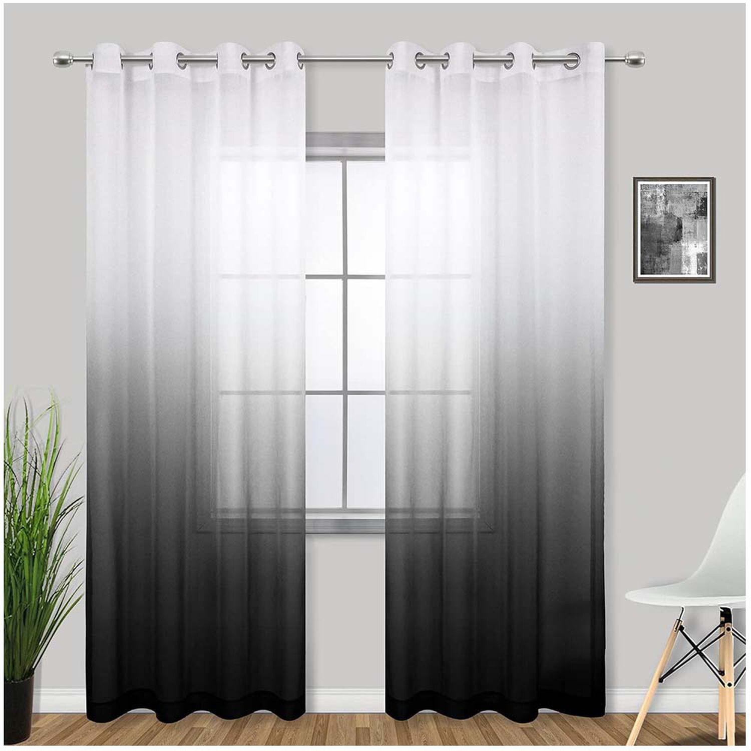 Pack De Visillo Degrade 140x220 Cm Negro image number 0.0