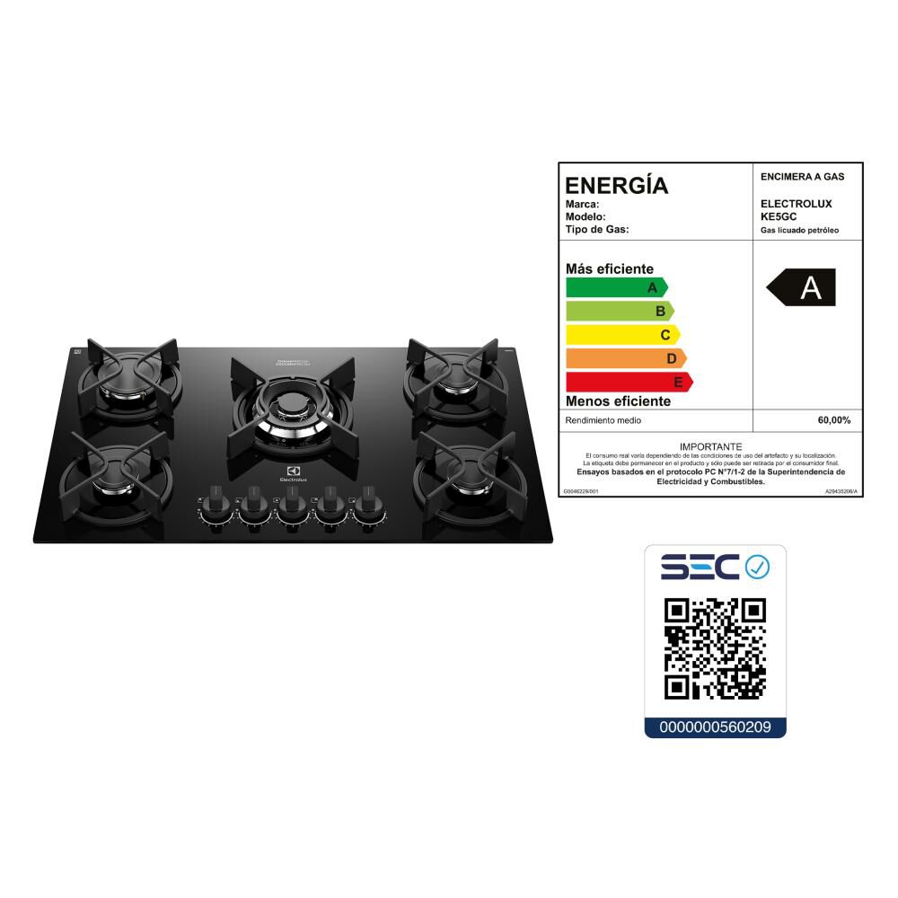Encimera A Gas Electrolux KE5GC / 5 Quemadores image number 9.0