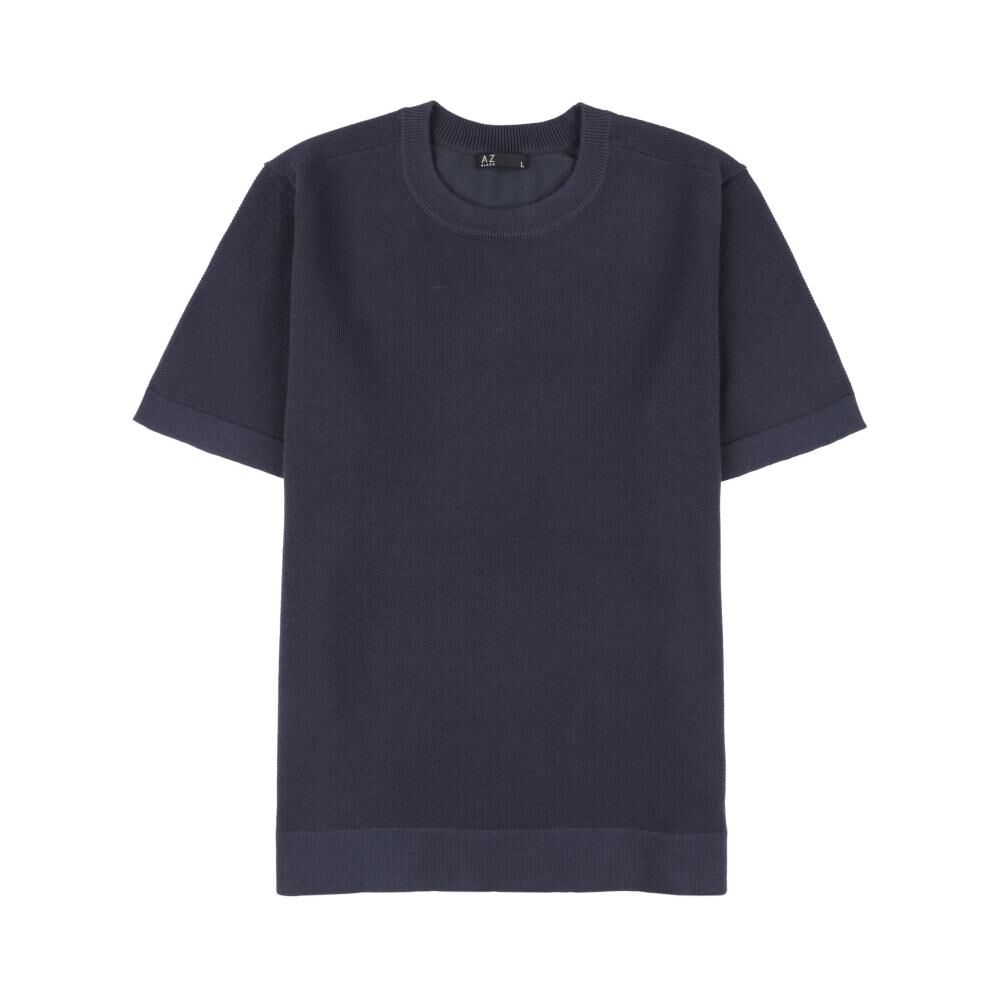 Polera Lisa Regular Manga Corta Cuello Redondo Hombre Az Black image number 0.0