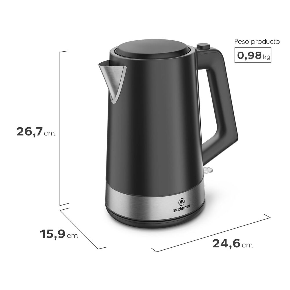 Hervidor El&eacute;ctrico 2l Regulador Temperatura Mek40 Negro image number 2.0