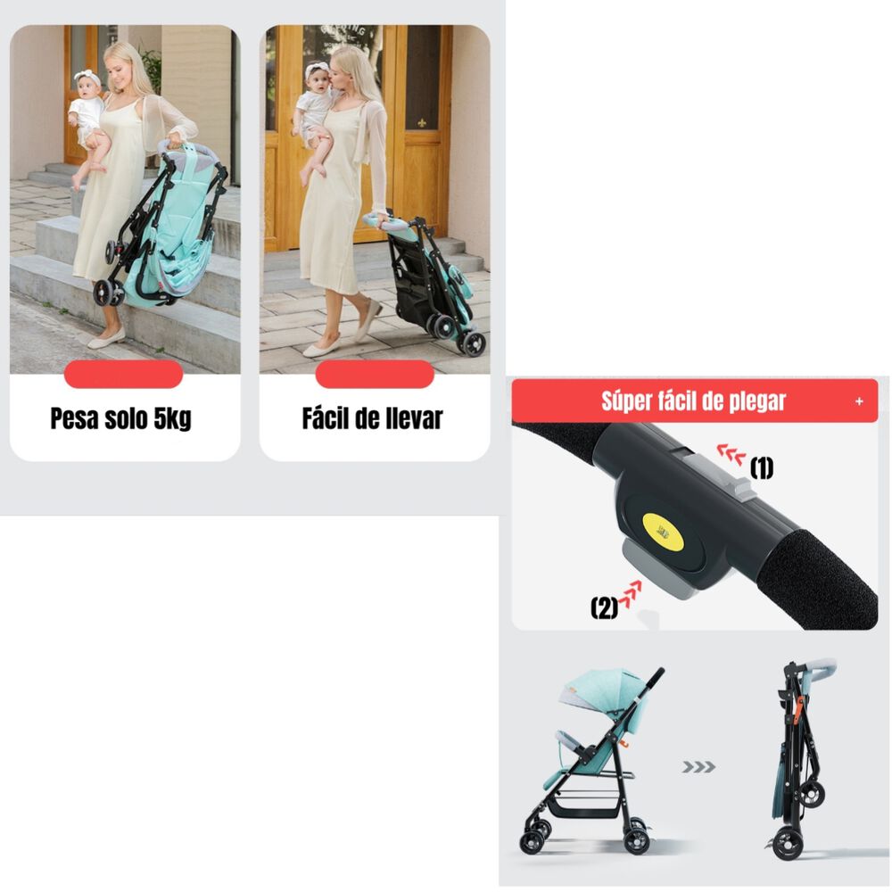 Coche De Paseo Reclinable Liviano Smart Negro Lubabycas image number 2.0