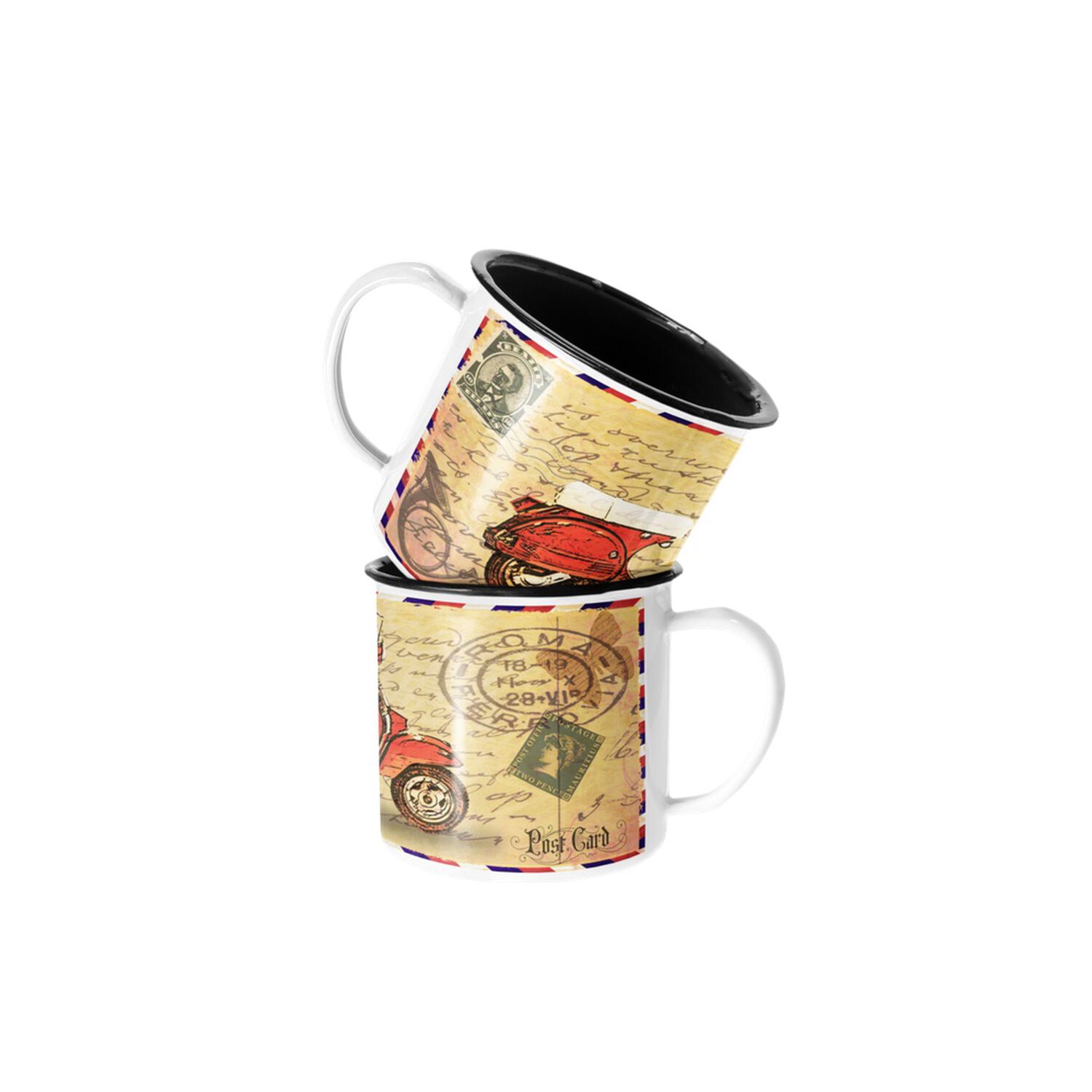 Taza Enlozada Lechera Carta Vespa A Roma Vintage image number 0.0