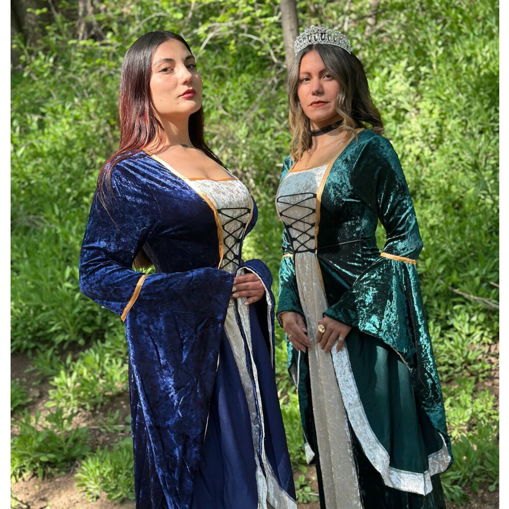 Disfraz Medieval Renacentista Para Mujer Vestido Largo Con Cordones G&oacute;tico image number 9.0