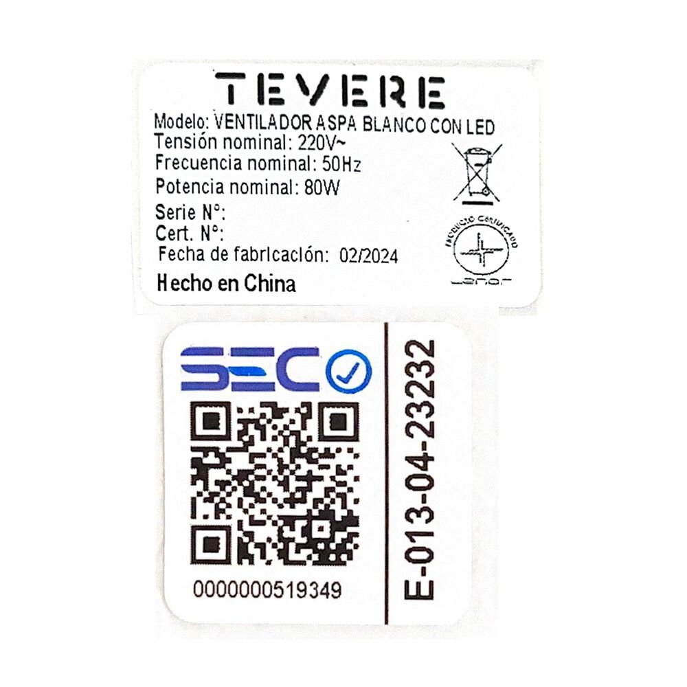 Ventilador De Techo 4 Aspas Blanco Luz Led image number 6.0