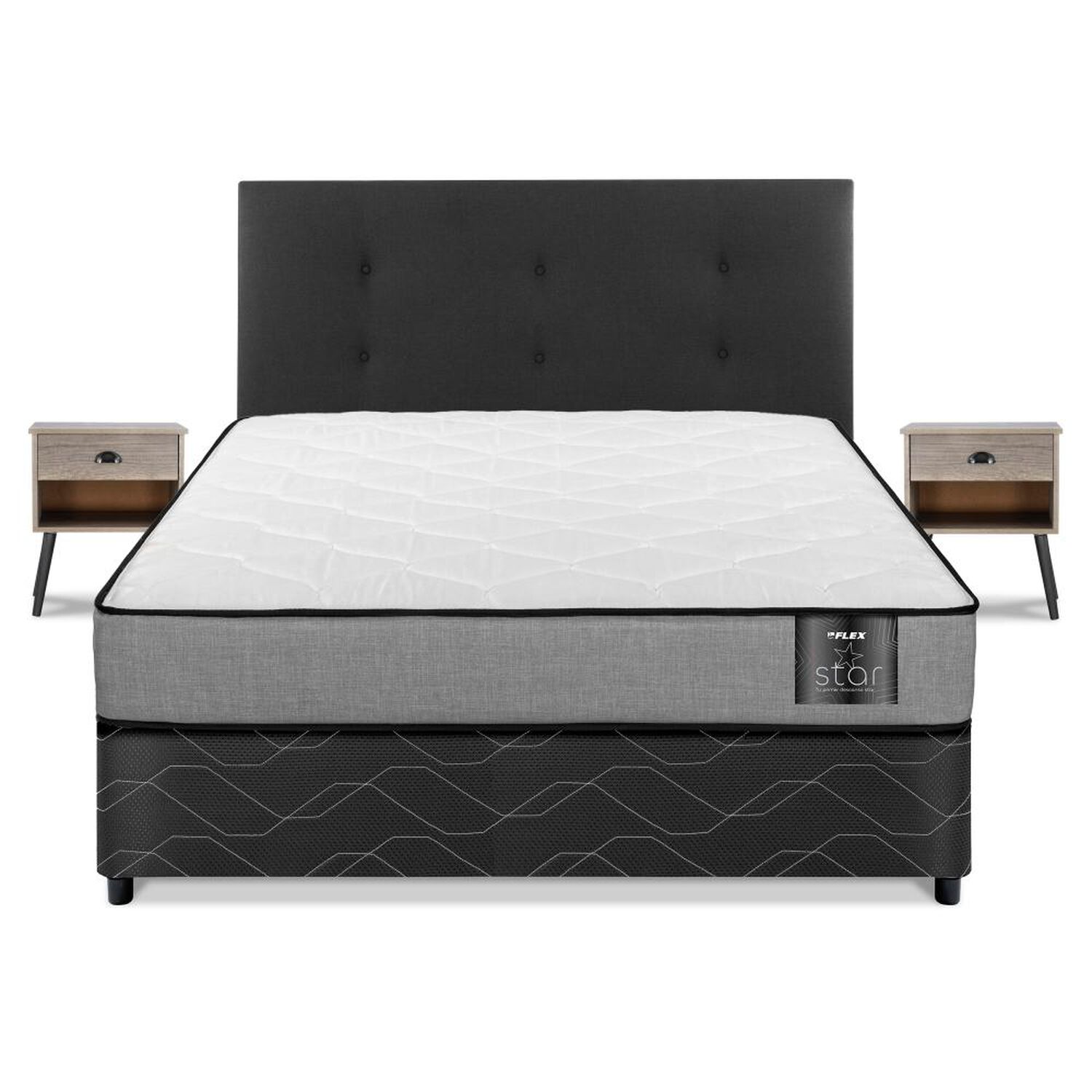 Cama Americana Flex Star / 2 Plazas / Base Normal + Set De Maderas image number 1.0