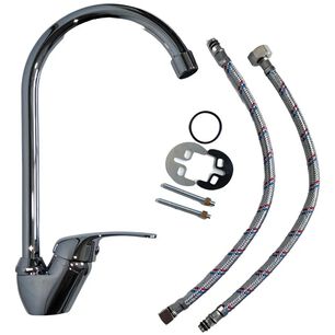 Monomando Llave Grifo Lavaplatos Cocina Cuello Cisne Colomba Taumm Cromo