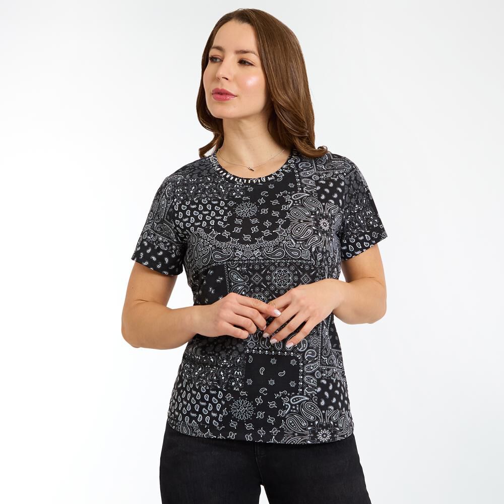 Polera Básica Full Print Manga Corta Cuello Redondo Mujer Geeps image number 0.0