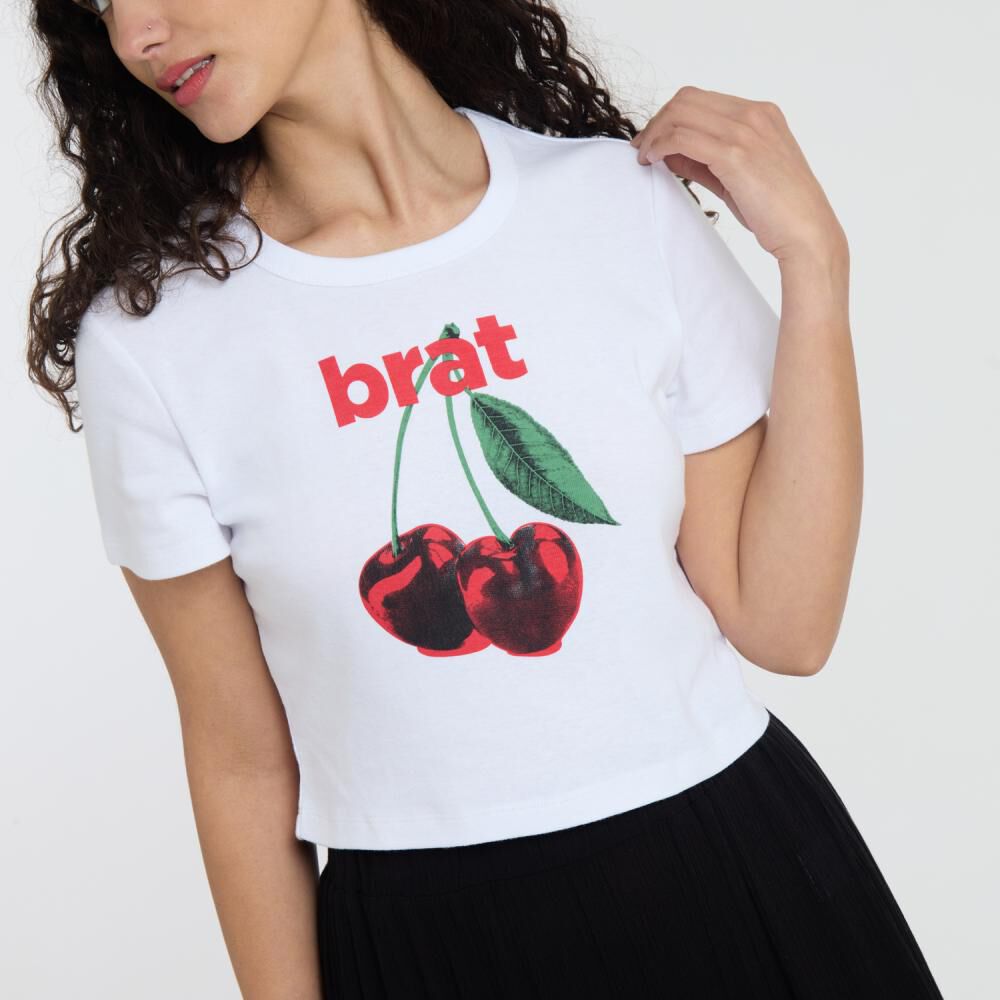 Polera Crop Print Moda Manga Corta Cuello Redondo Mujer Freedom image number 4.0