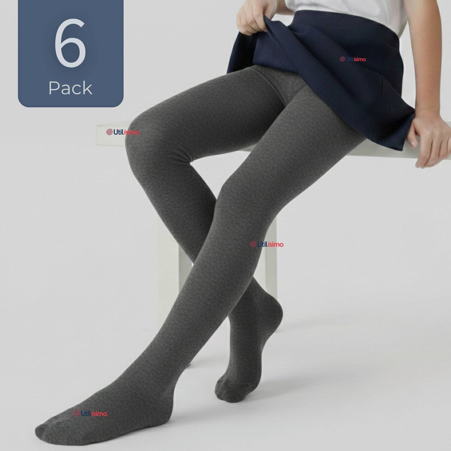 Pack 6 Ballerinas Elasticadas Escolares Ni&ntilde;a Algod&oacute;n Gris image number 0.0