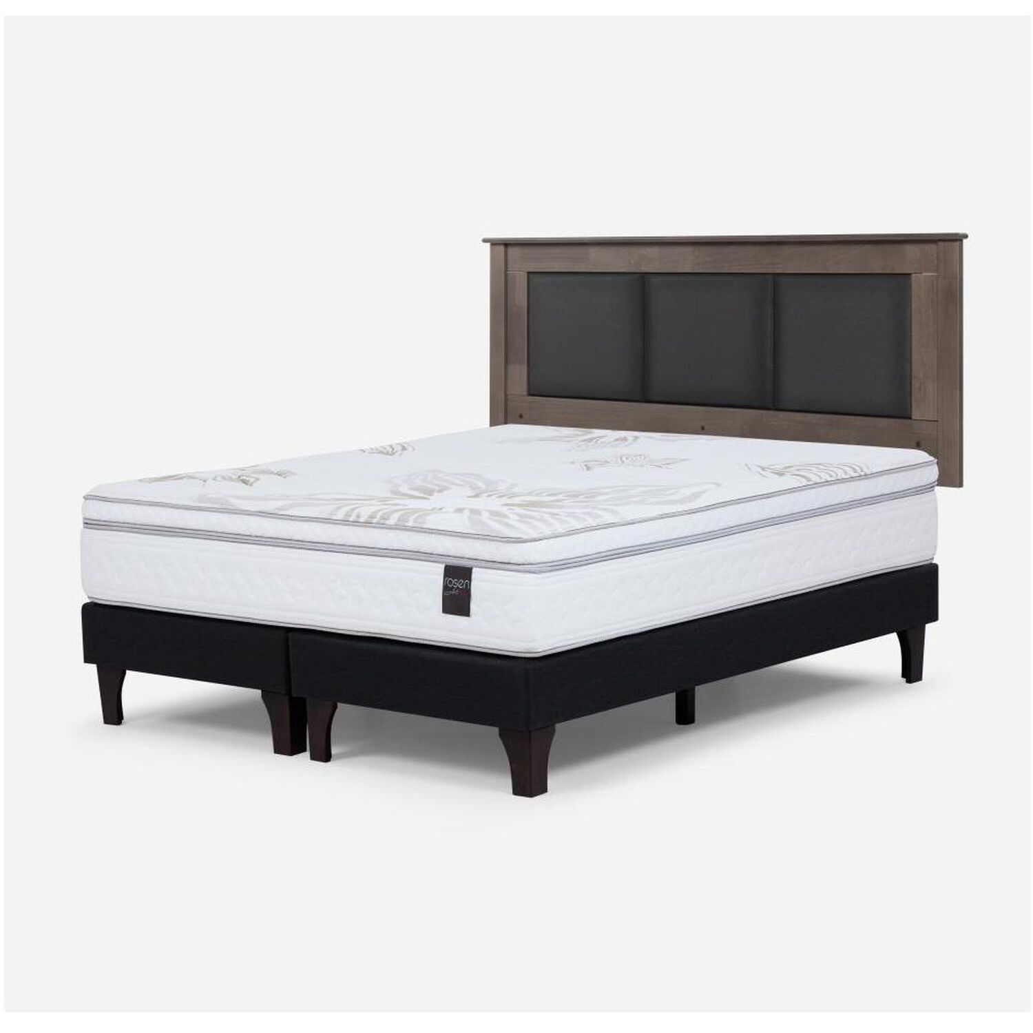 Cama Europea Rosen Art 4 / King / Base Dividida  + Respaldo Rachel Gris image number 1.0