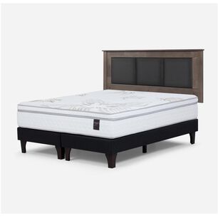 Cama Europea Rosen Art 4 / King / Base Dividida  + Respaldo Rachel Gris