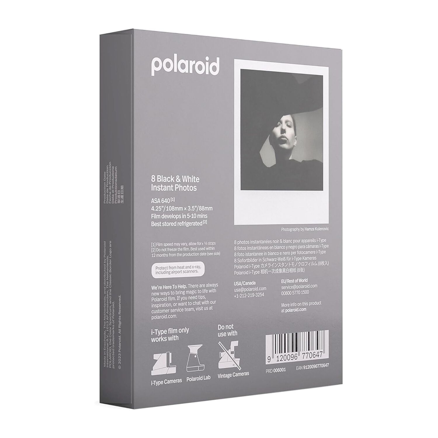 Papel Fotogr&aacute;fico Polaroid Color I-type Blanco Y Negro (8 Exposiciones) image number 3.0