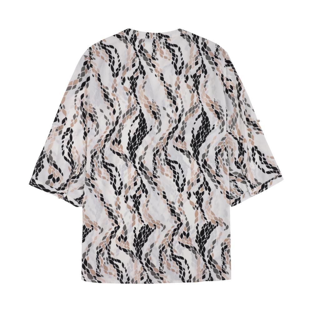 Blusa Full Print Manga 3/4 Roll Up Cuello Mao Mujer Lesage image number 1.0
