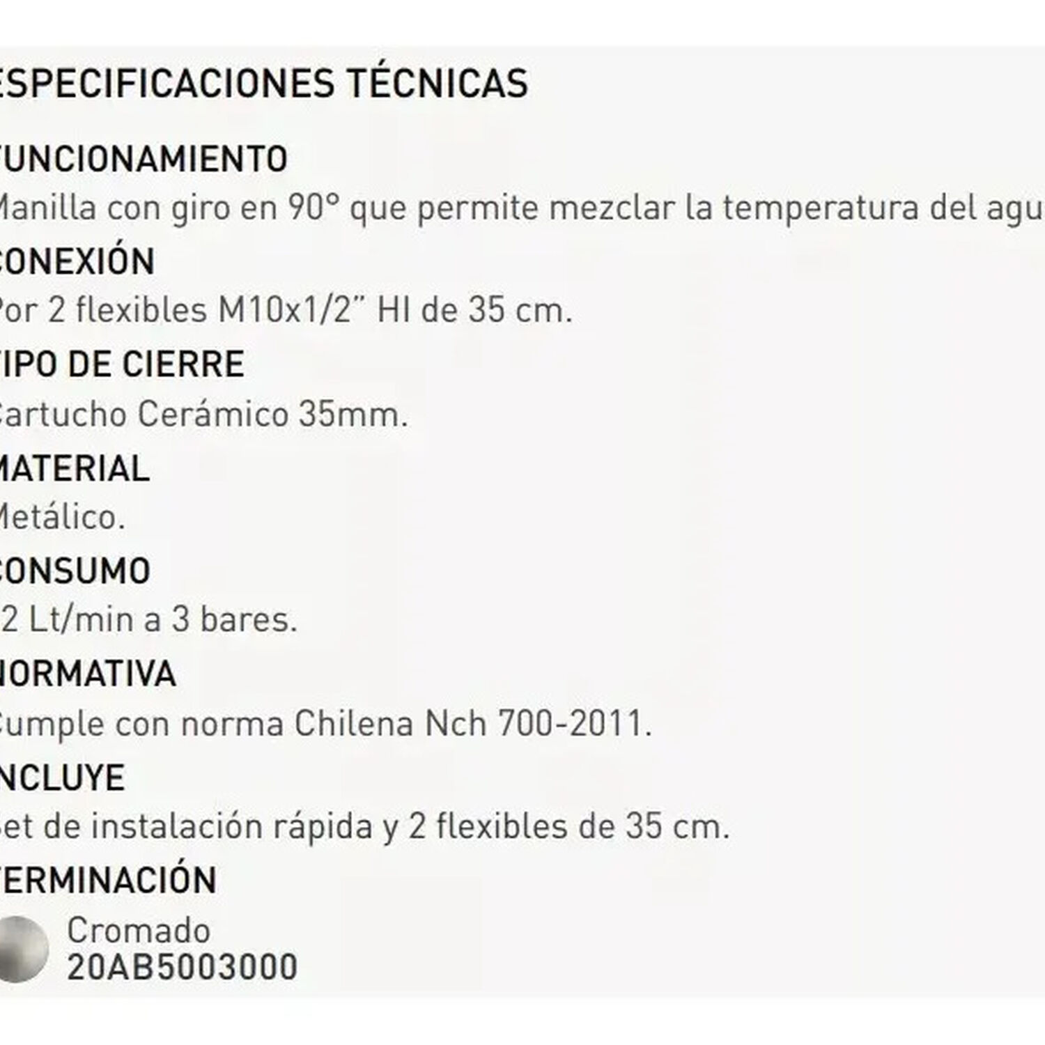 Monomando Llave Grifo Para Lavatorio Modelo Alabama Marca Pmb image number 5.0