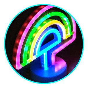 Lámpara Neón Led Arcoiris Pila Decoración