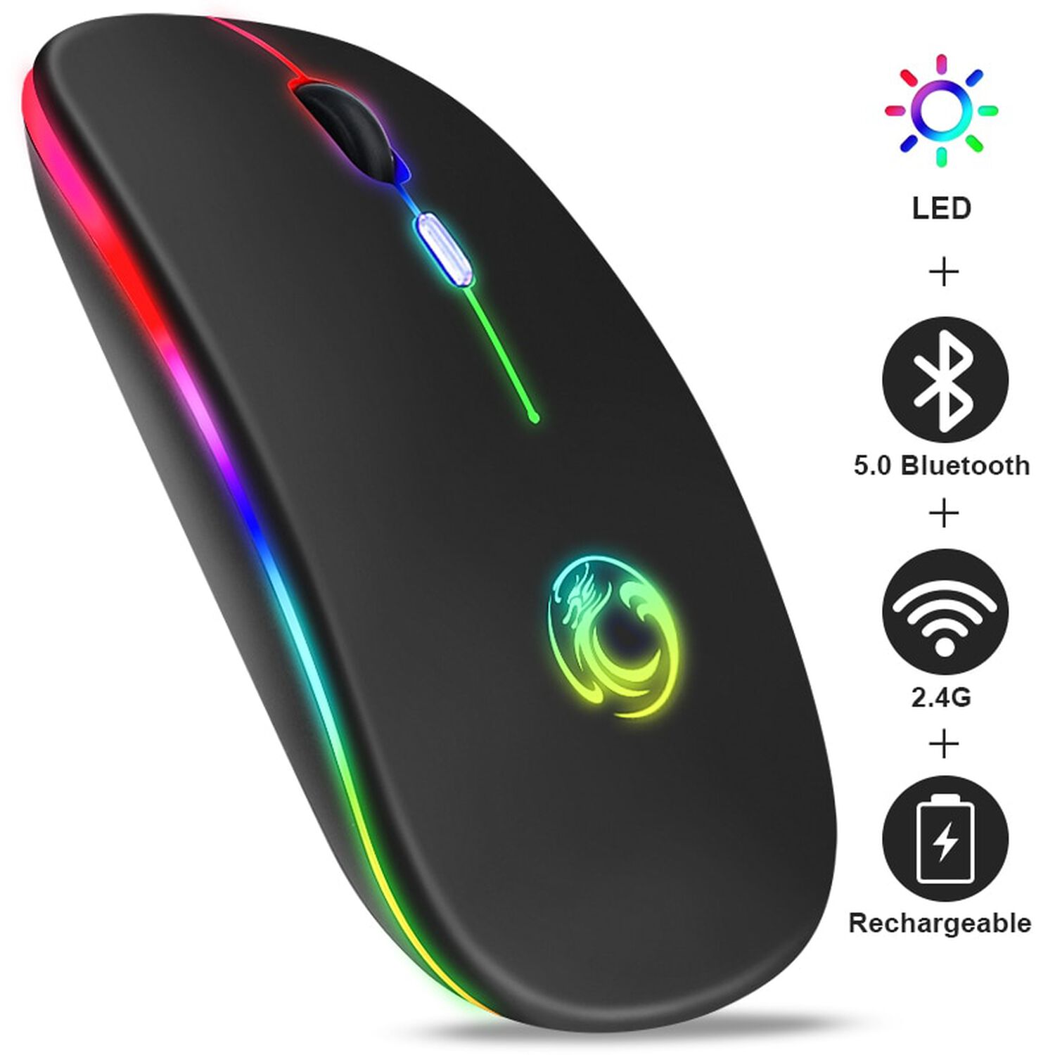 Mouse Raton Recargable Usb Bluetooh Compatible Para Mac Y 2,4ghz Conexi&oacute;n Inalambrico image number 3.0